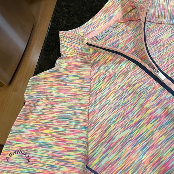 Ashworth Stretchy Rainbow Golf Quarter-Zip Pullover - 6 - Picture 3 of 4